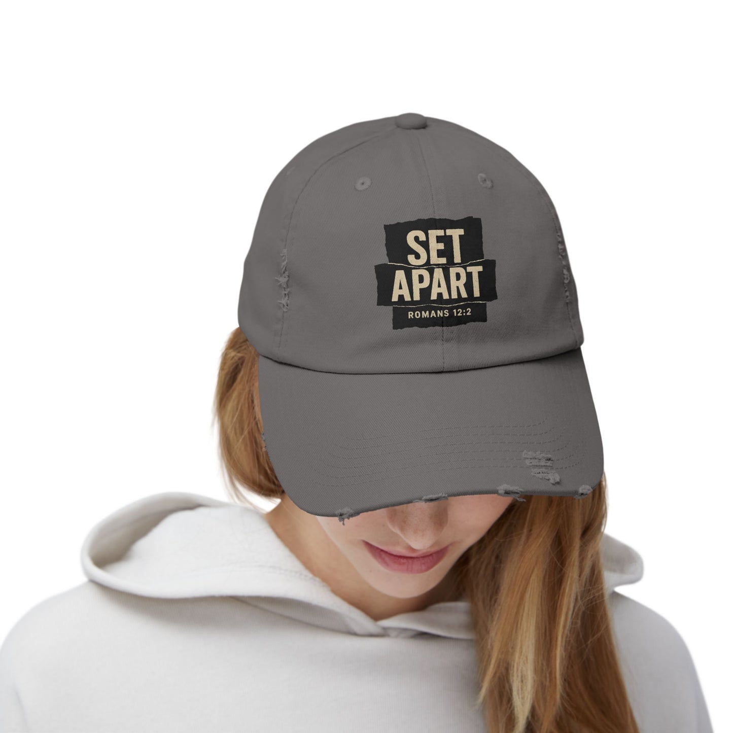 Set Apart Hat – Romans 12:2 Distressed Christian Cap
