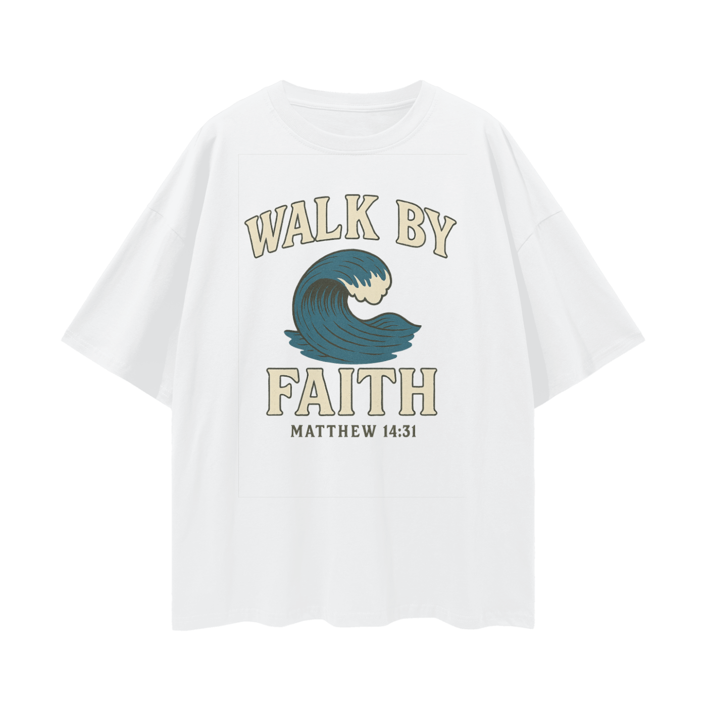walk by faith shirt,matthew 14:31 shirt,faith based clothing,christian graphic tee,bible verse t-shirt,christian streetwear,oversized christian shirt,wave faith shirt,scripture shirt,bold faith tee