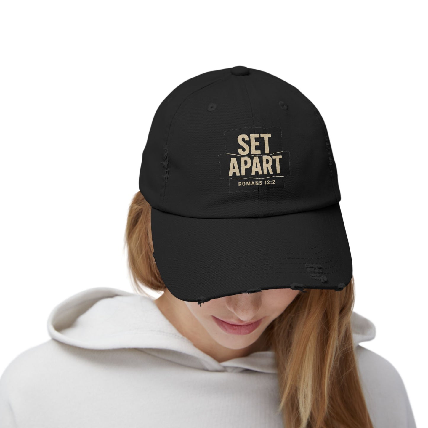 Set Apart Hat – Romans 12:2 Distressed Christian Cap