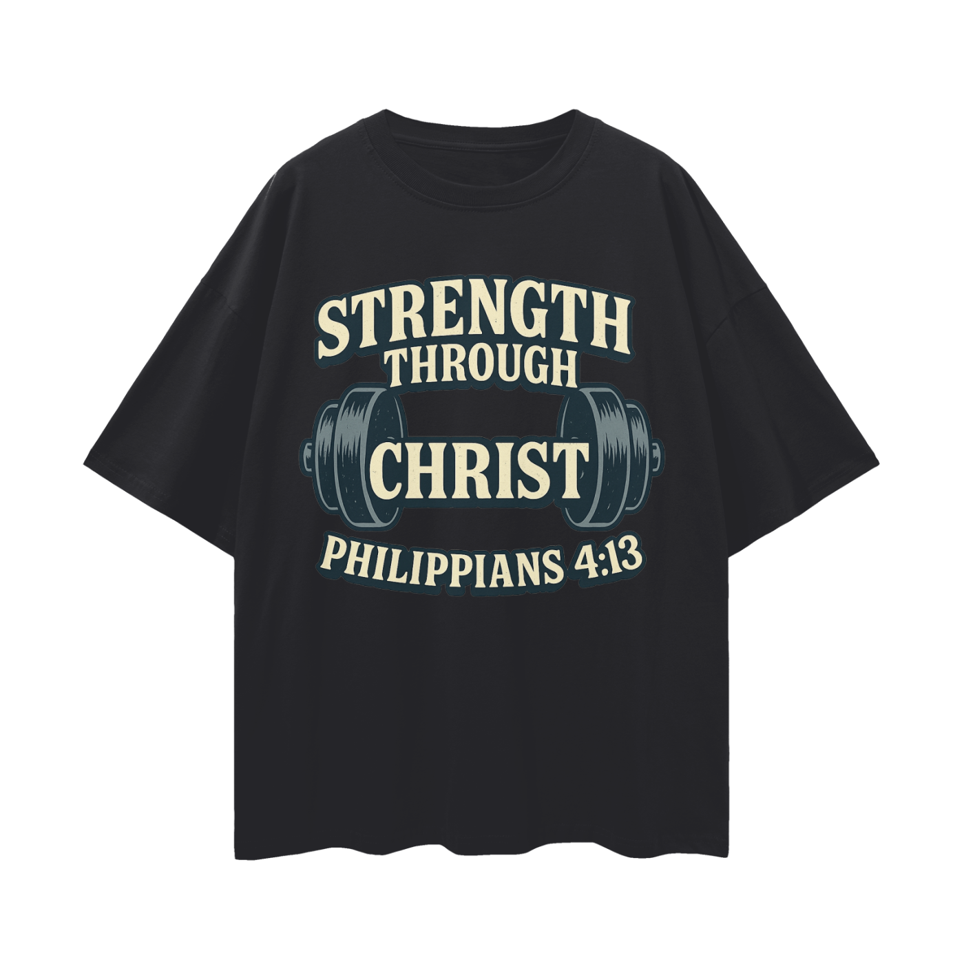 philippians 4:13 shirt,strength through christ tee,christian gym shirt,faith based fitness tee,bible verse workout shirt,christian motivation shirt,oversize scripture shirt,workout with faith tee,jesus and gym shirt,spiritual strength shirt