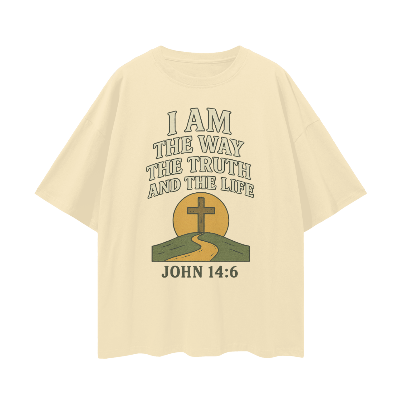 john 14:6 shirt,i am the way truth life,jesus is the way tee,oversize faith shirt,unisex scripture shirt,christian streetwear,christian bible verse shirt,bold gospel shirt,deep drop shoulder tee