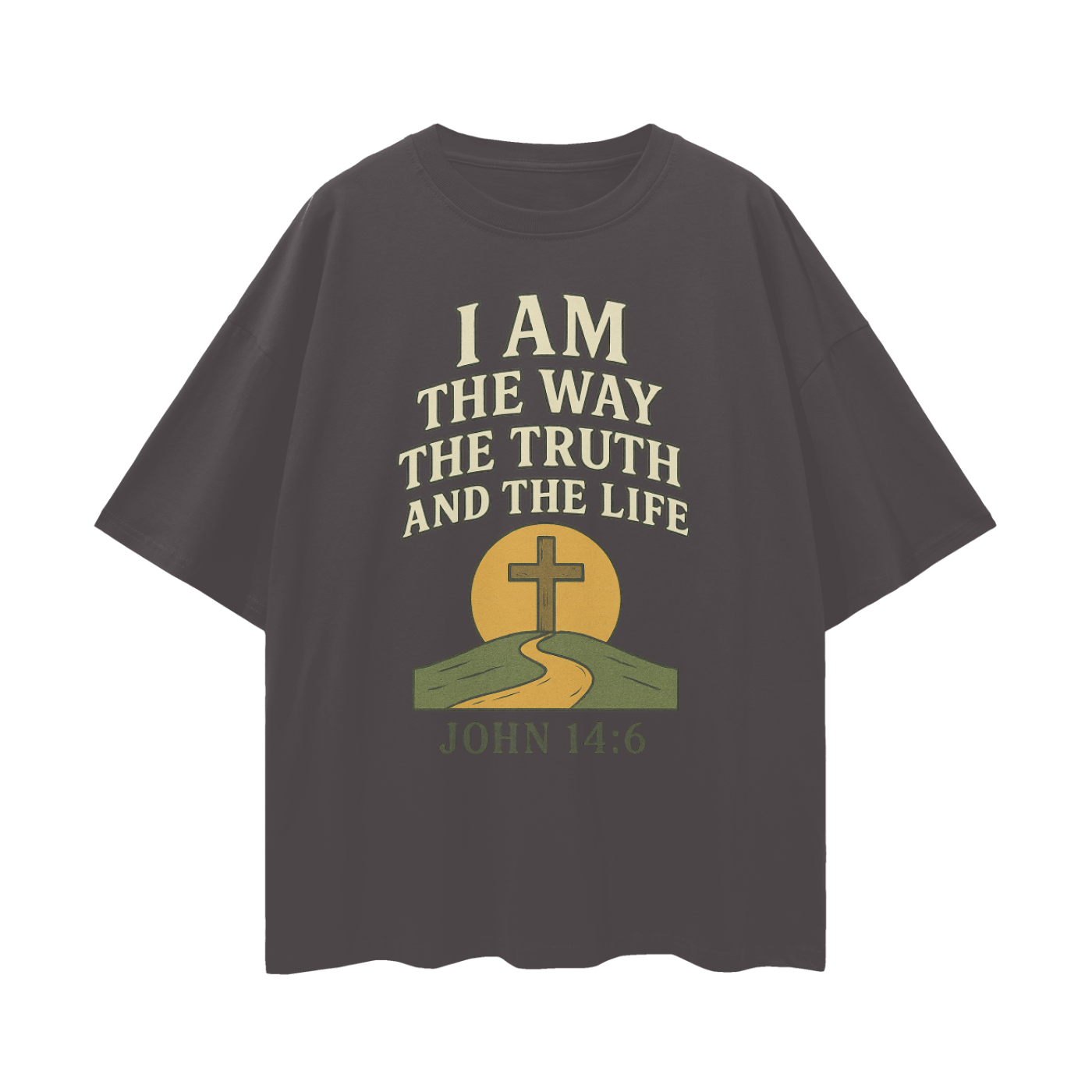 john 14:6 shirt,i am the way truth life,jesus is the way tee,oversize faith shirt,unisex scripture shirt,christian streetwear,christian bible verse shirt,bold gospel shirt,deep drop shoulder tee